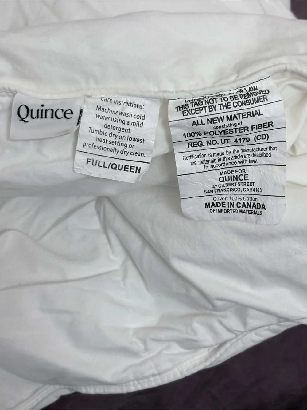 Quince Full/Queen Premium Down Alternative All Season Comforter Duvet Insert